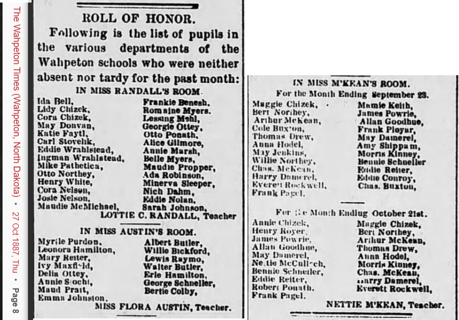 nd school honor roll 1887