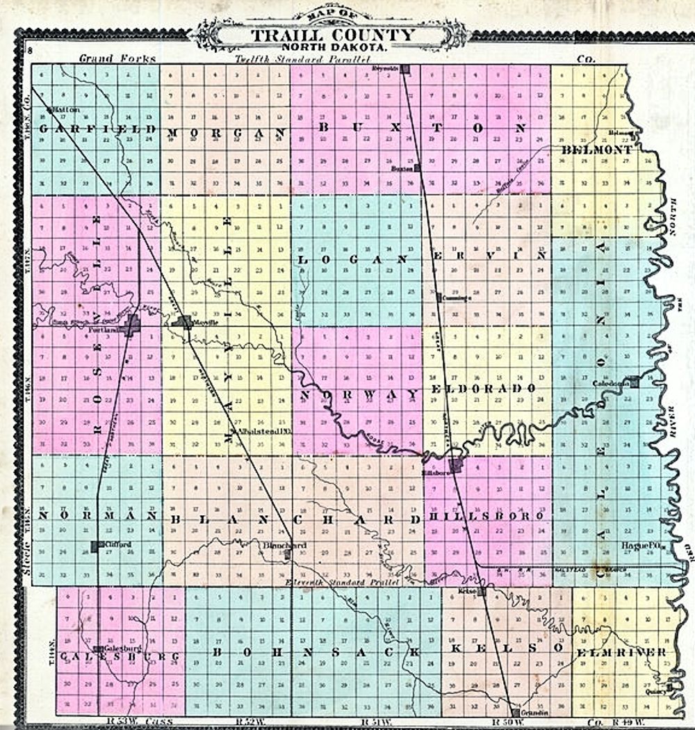 1900 Map of Traill County North Dakota