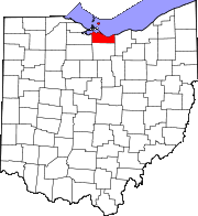 Map showing location of Erie County Ohio