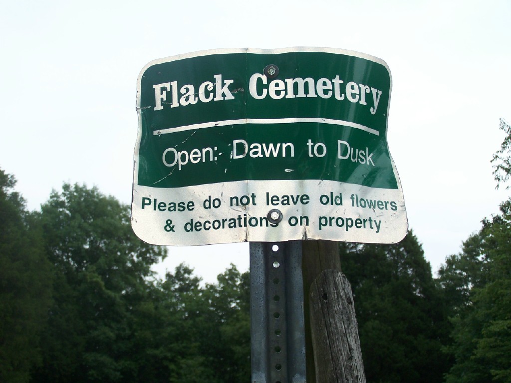 Flack Cemetery Sign