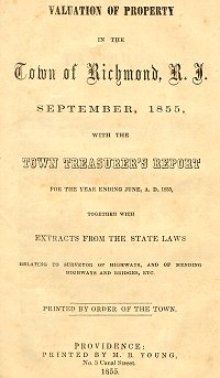 Title Page, Town of Richmond 1855 Tax Book