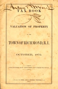 Cover, Town of Richmond 1872 Tax Book