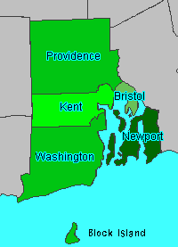 Map of Rhode Island Genealogical County Links