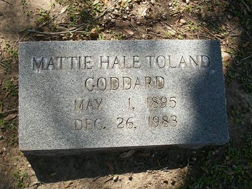 Matilda Hale Mattie <i>Toland</i> Goddard