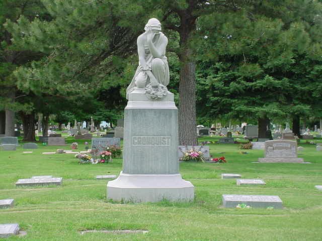 Logan Cemetery weeping woman statue front view